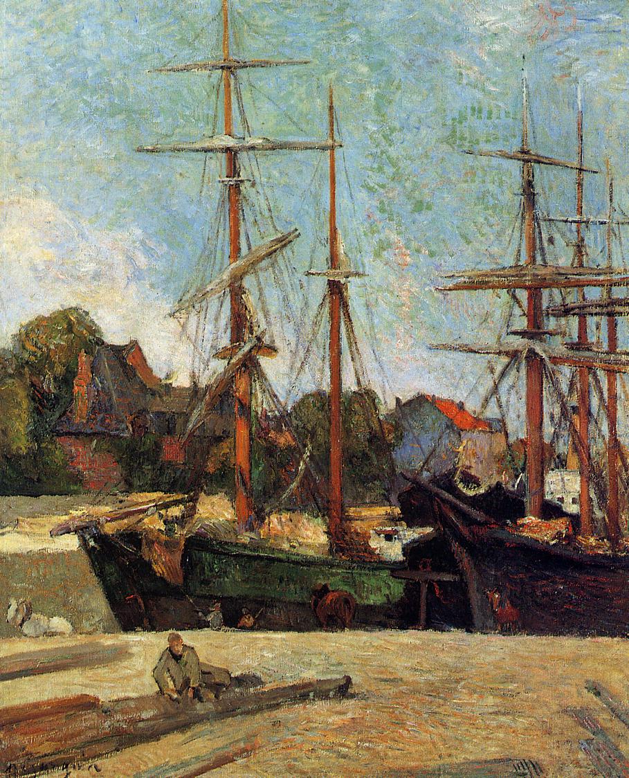 Schooner and Three-Master - Paul Gauguin Painting